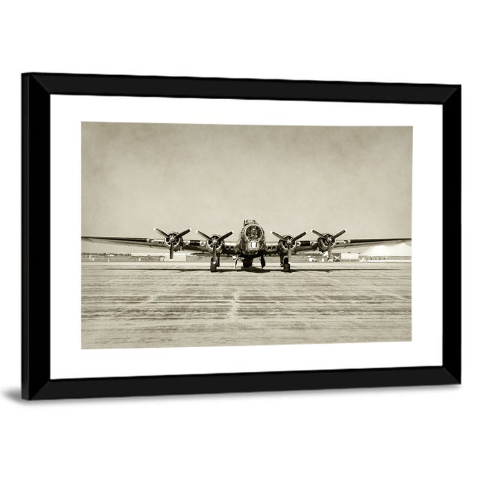 B-17 Bomber Front View Wall Art as a framed print