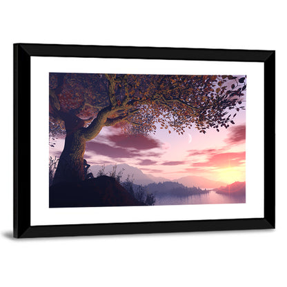 Dreamer Tree by Sunset Lake Wall Art