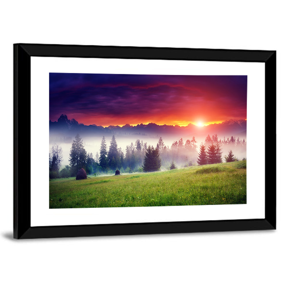 Glowing Mountain at Sunrise Wall Art