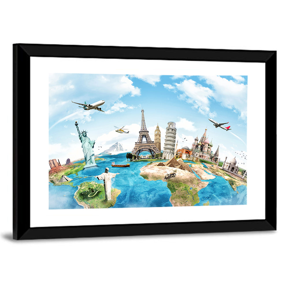 World Monuments Map Wall Art
