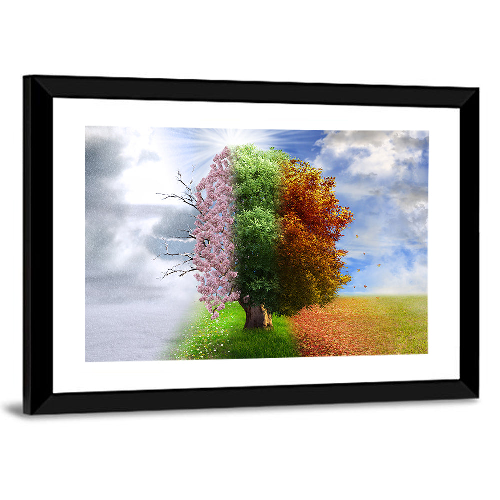 Tree Through Four Seasons Wall Art