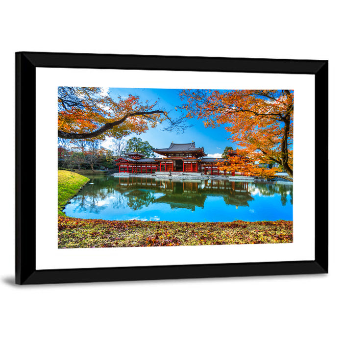 Byodo-in Temple Phoenix Hall Wall Art as a framed print