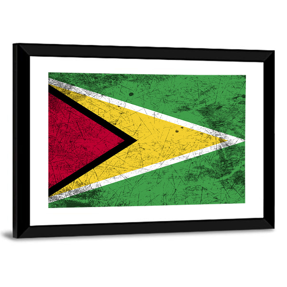 Guyana Flag Distressed Design Wall Art