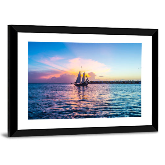 Key West Sailboat at Sunset Wall Art