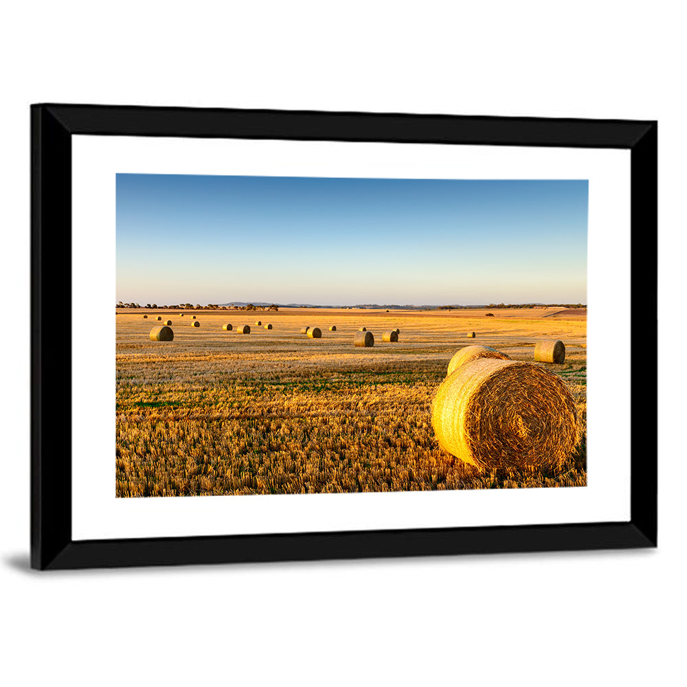 Hay Bales at Sunset Wall Art