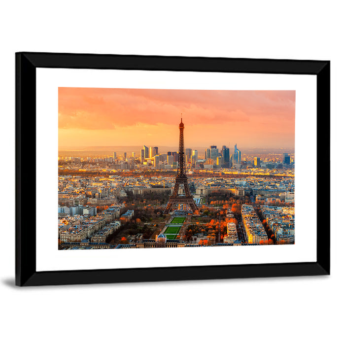 Eiffel Tower at Golden Twilight Wall Art as a framed print