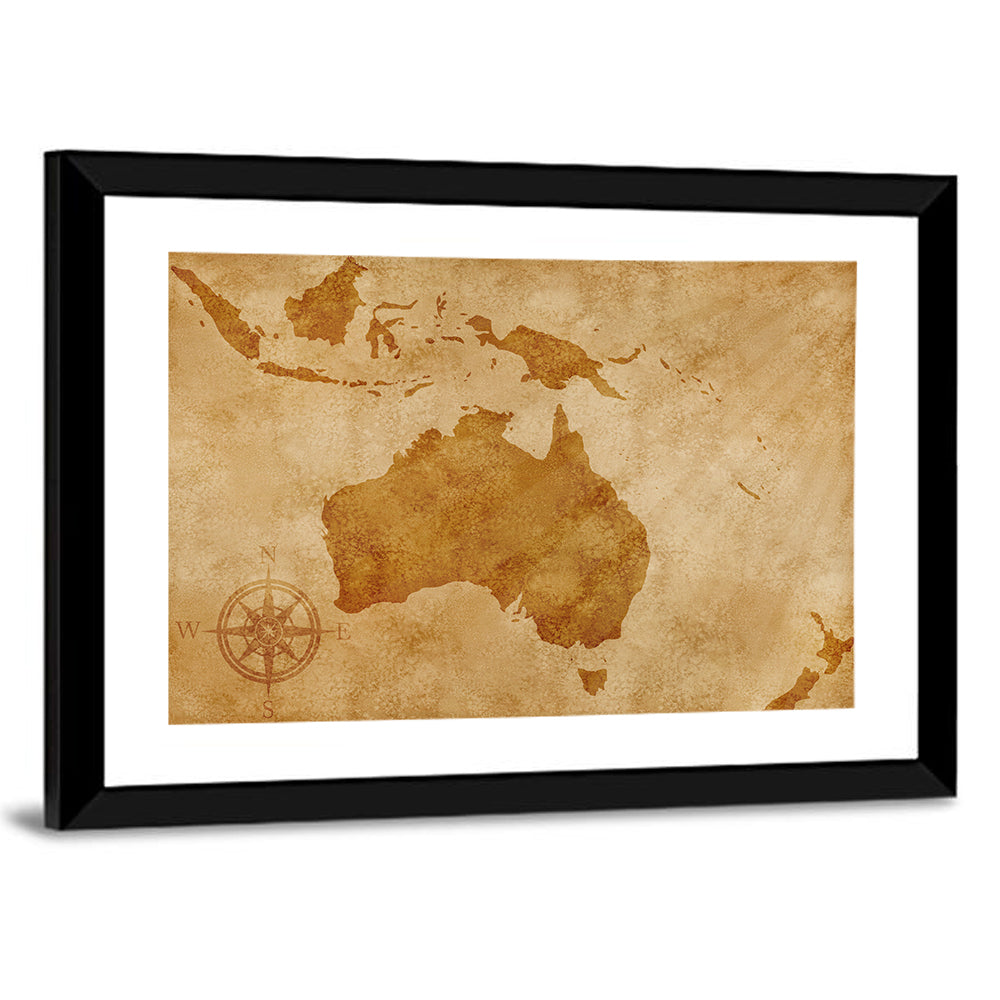 Vintage Grunge Map of Australia Wall Art