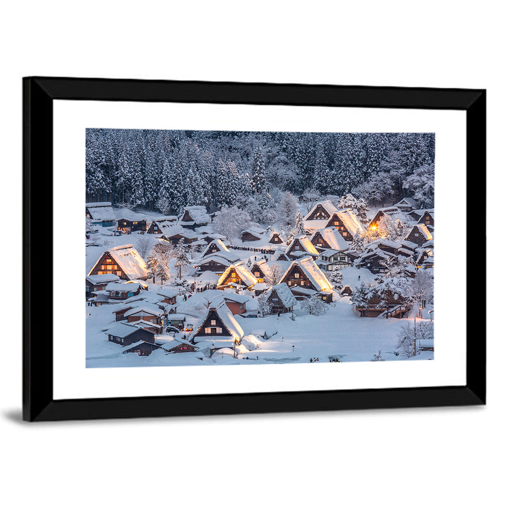 Shirakawa-go Lighted Village Wall Art