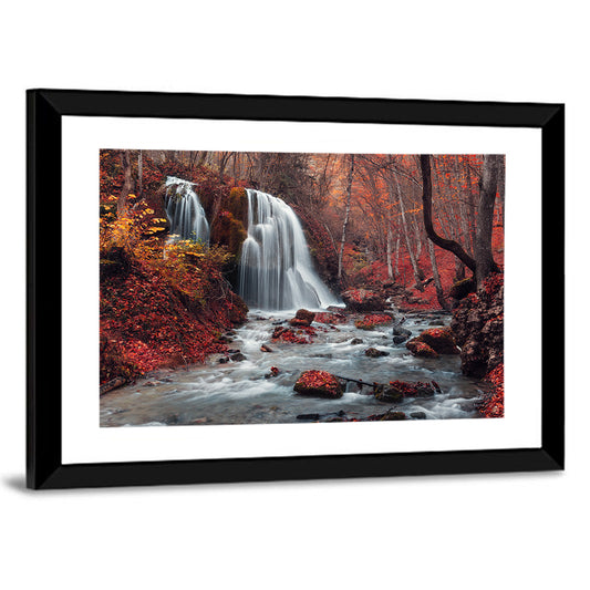 Dual Tier Autumn Forest Waterfall, Crimea Wall Art