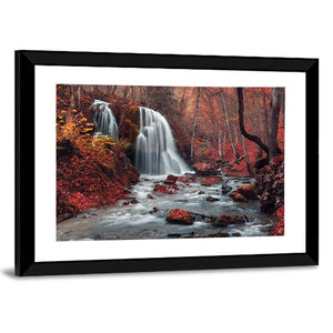 Autumn Forest Waterfall In Crimea Wall Art