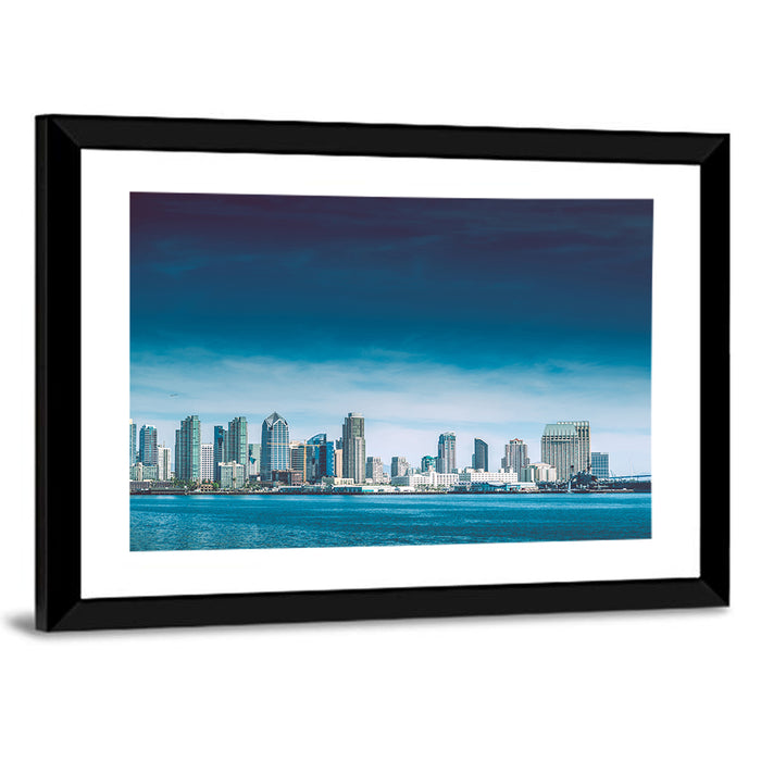 San Diego Bay Skyline Wall Art as a framed print