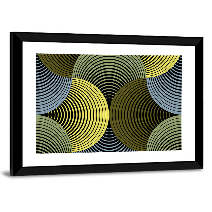 Olive and Yellow Petal Grid Wall Art as a framed print