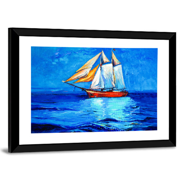Sailboat at Golden Hour Wall Art as a framed print