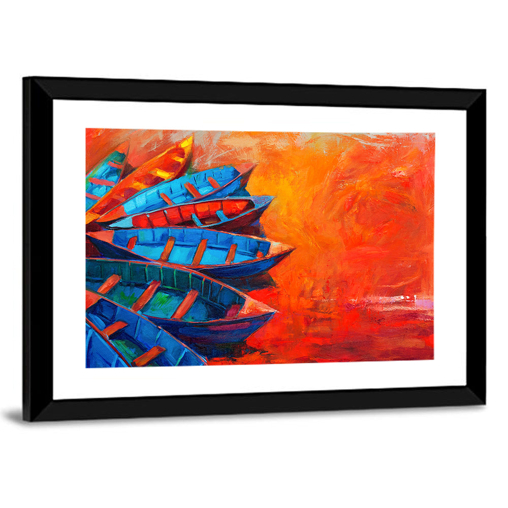 Harbor Boats at Sunset Wall Art