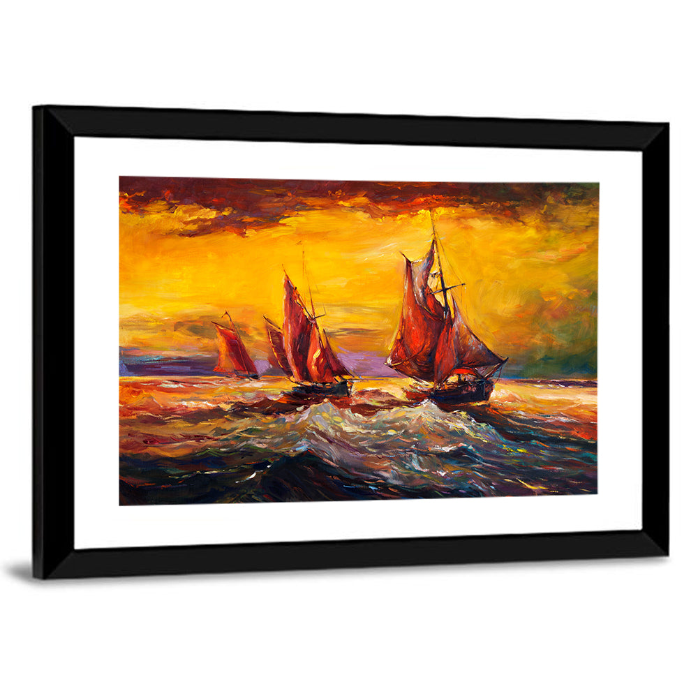 Sail Ship In Sea Artwork Wall Art