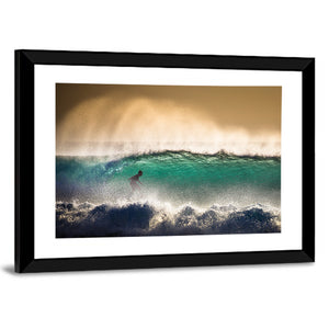 Surfer On Ocean Wave In Bali Wall Art