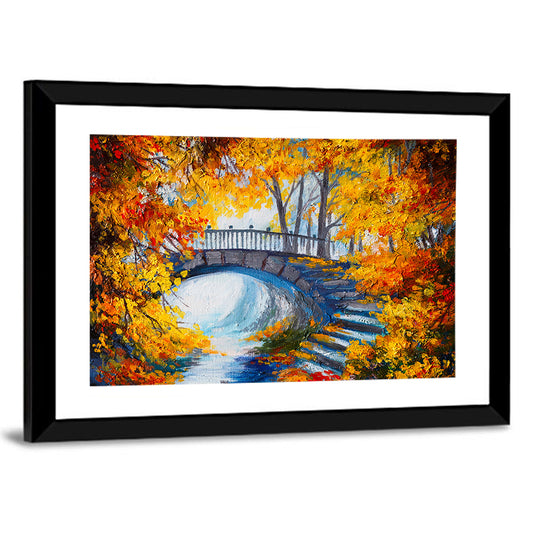 Autumn Forest Stone Bridge Wall Art