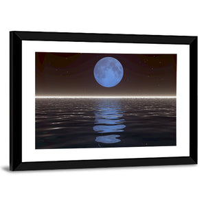 Surreal Moonset Over Water Wall Art