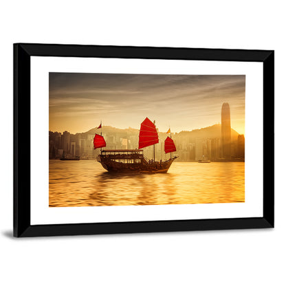 Victoria Harbour Sunset Skyline Wall Art