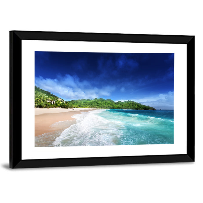 Mahe Island Beach Wall Art as a framed print
