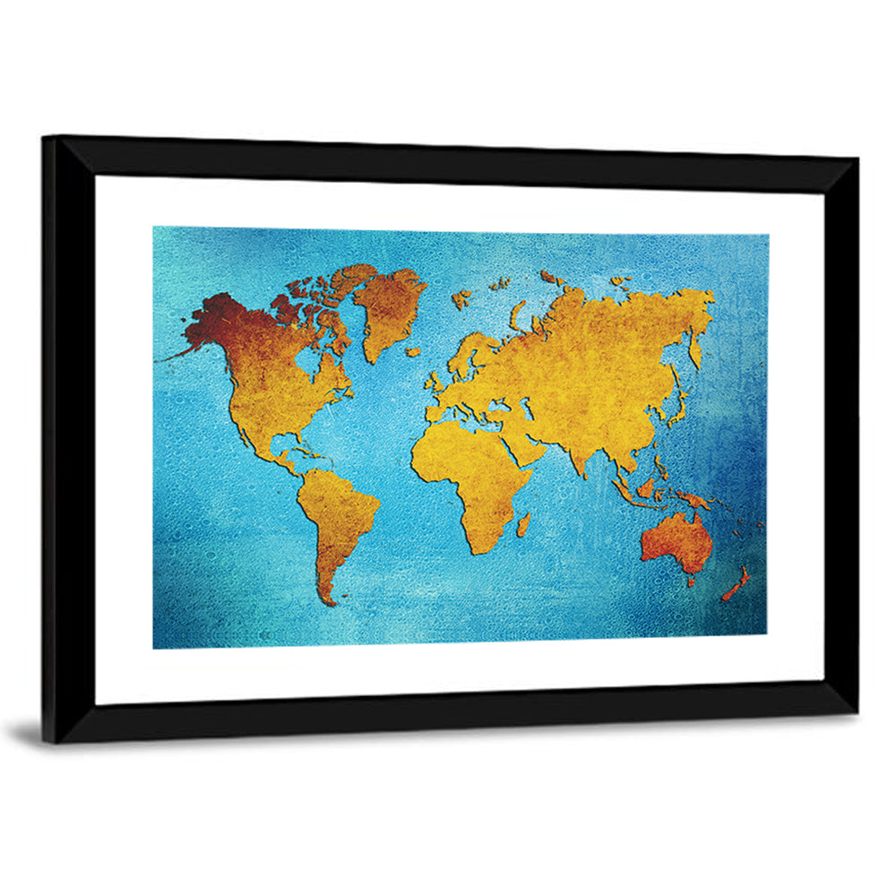 Grunge World Map Wall Art