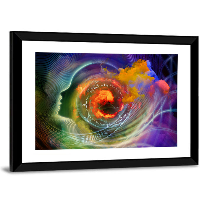Human Profile Nebula Vortex Wall Art as a framed print