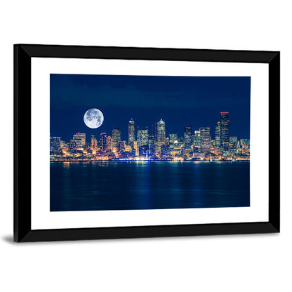 Seattle Skyline at Night Wall Art