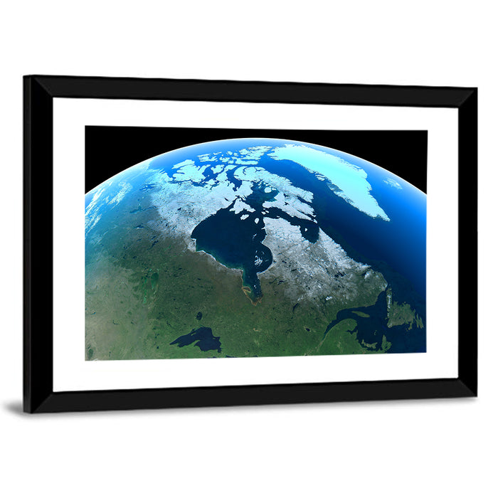 Canada and Greenland from Orbit Wall Art as a framed print