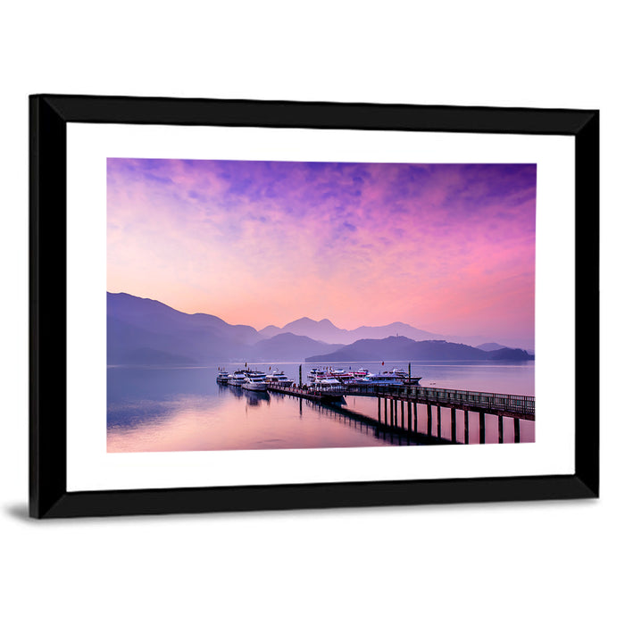 Sun Moon Lake at Dusk Wall Art as a framed print