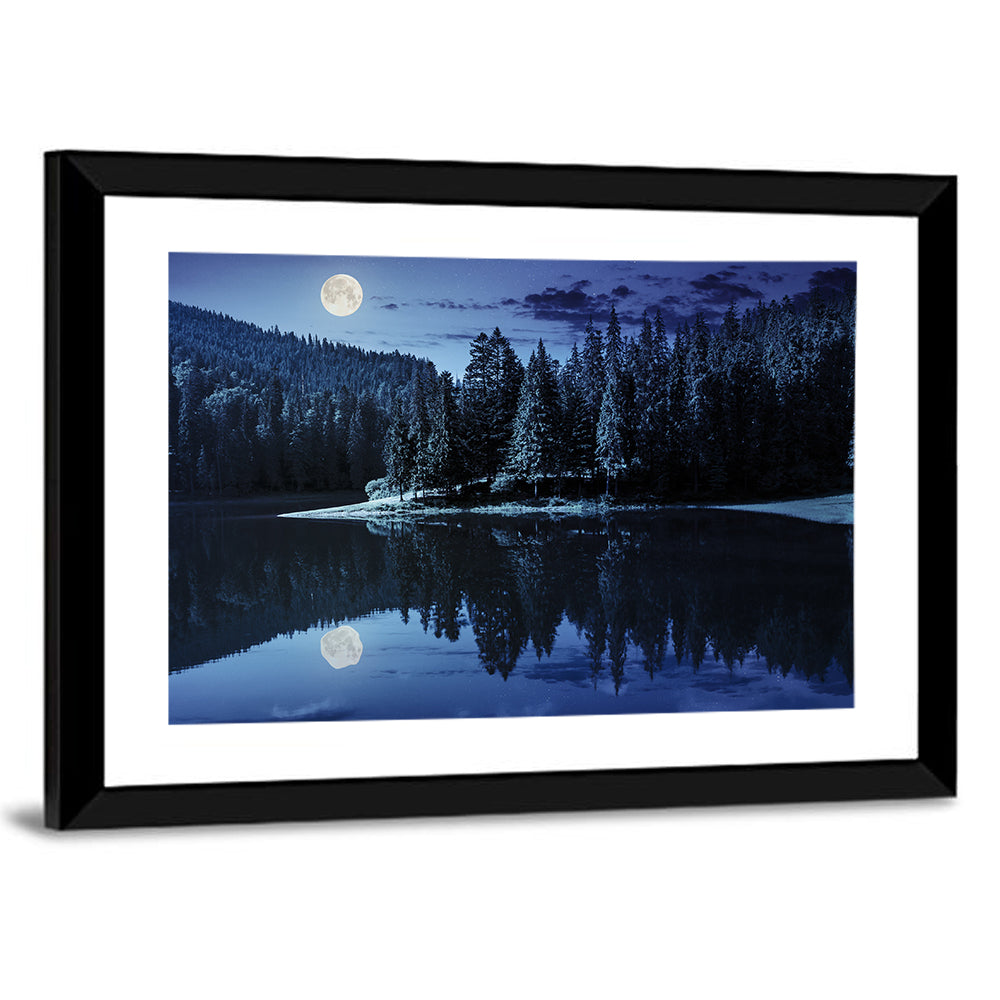 Moonlit Pine Lake Wall Art