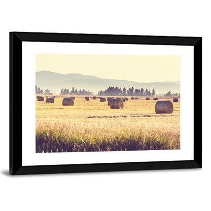 Golden Hay Bales Field Wall Art