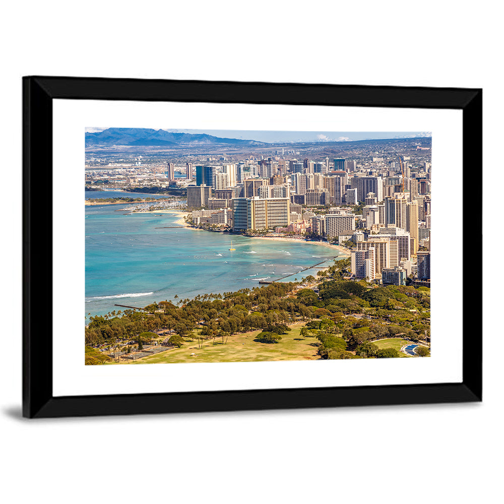 Waikiki Beach and Honolulu Skyline Wall Art