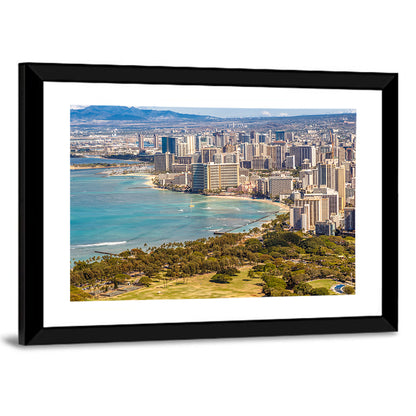Waikiki Beach and Honolulu Skyline Wall Art