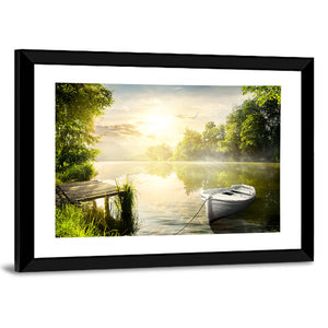 Boat On River Bank Wall Art