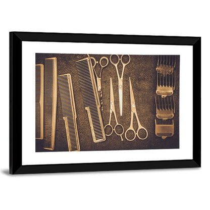 Barber Tools Flat Lay Wall Art