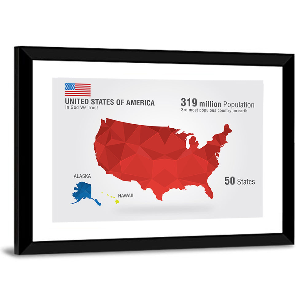 United States Geometric Map Wall Art