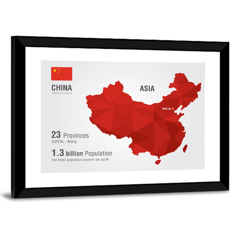 Geometric China Map Infographic Wall Art