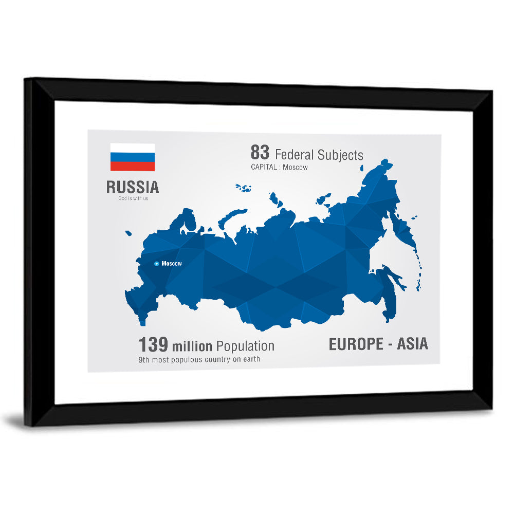 Geometric Map of Russia Wall Art