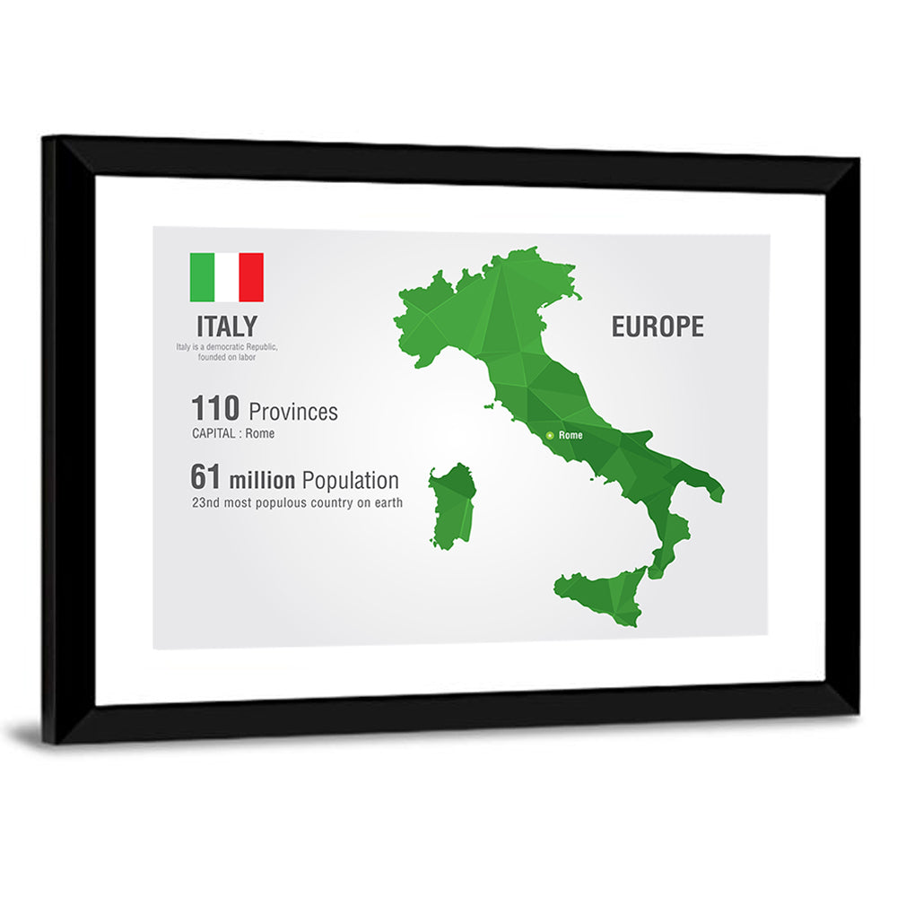 Geometric Italy Map Infographic Wall Art