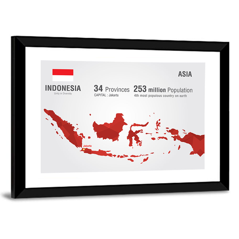 Indonesia Map Infographic Wall Art