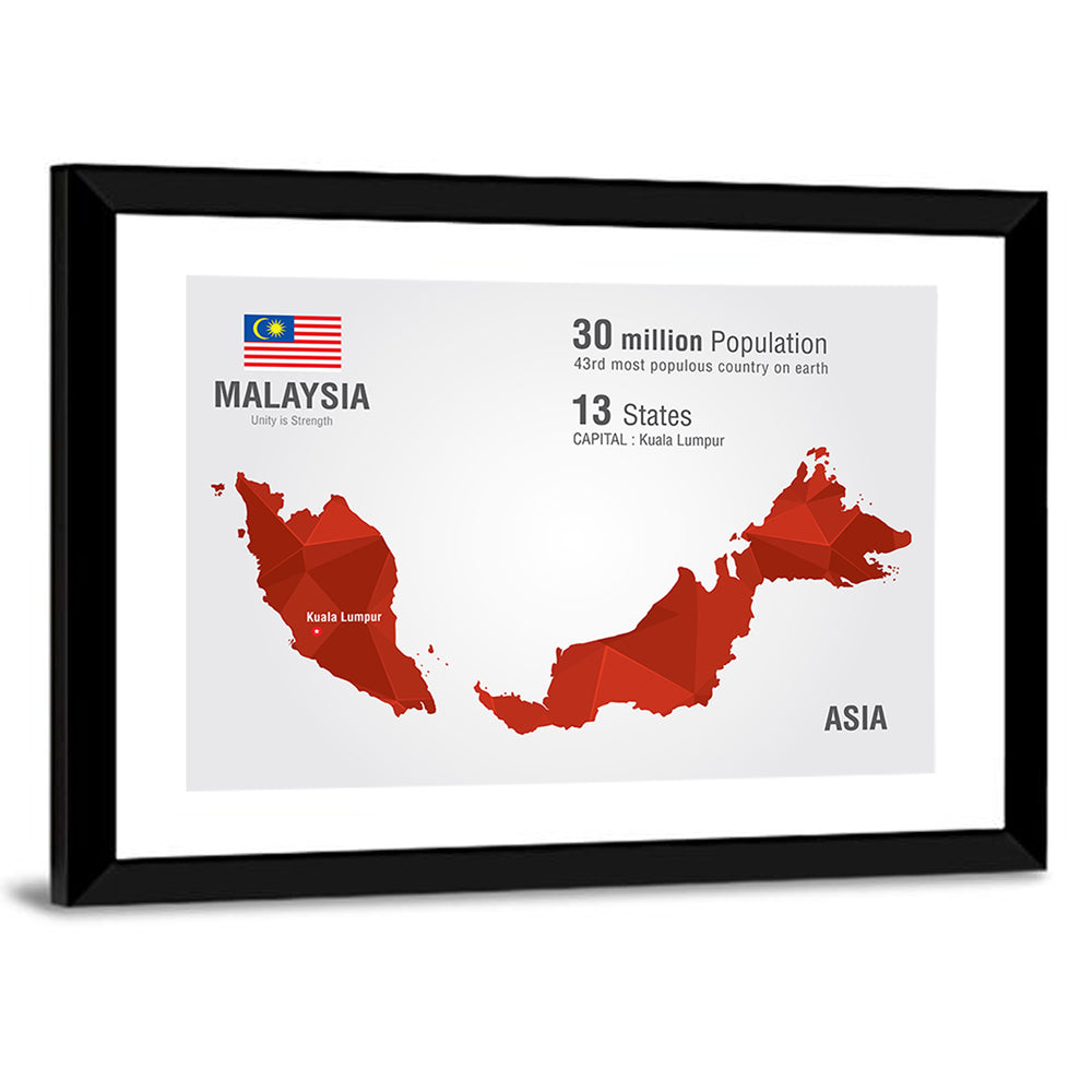 Malaysia Geometric Map Wall Art