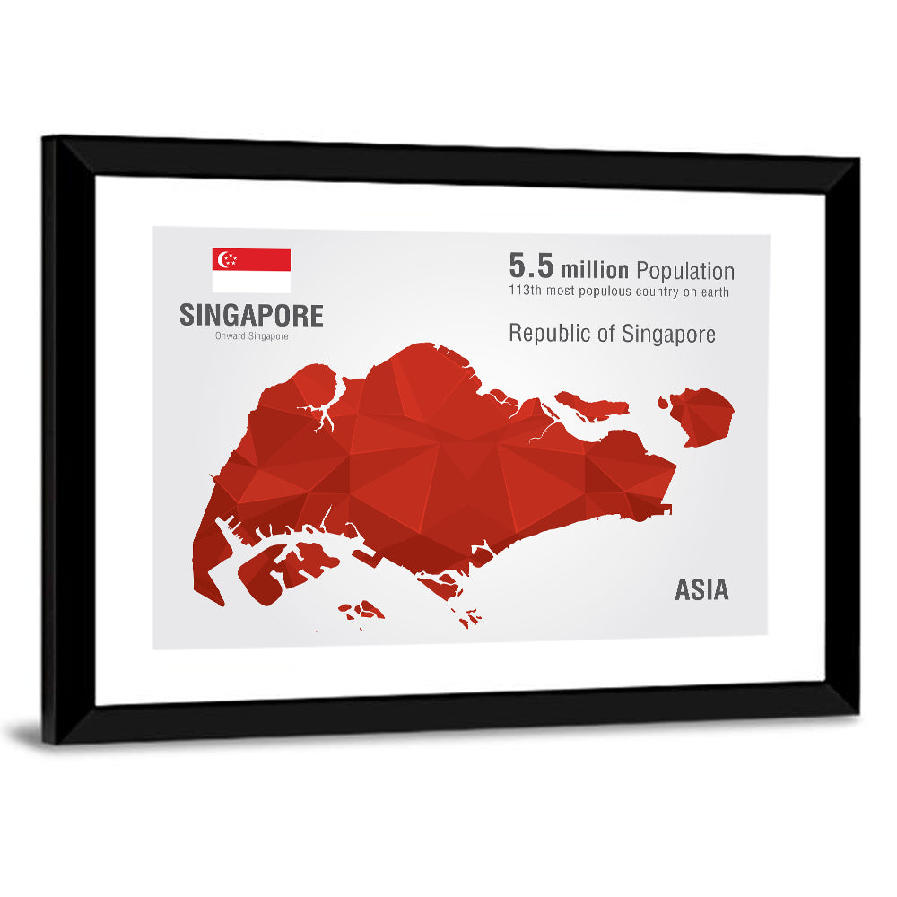 Singapore Low-poly Map Wall Art