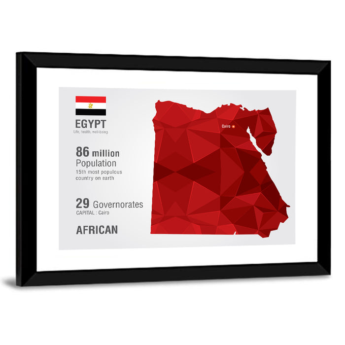 Egypt Geometric Map Wall Art as a framed print