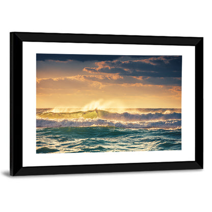 Golden Hour Breaking Waves Wall Art