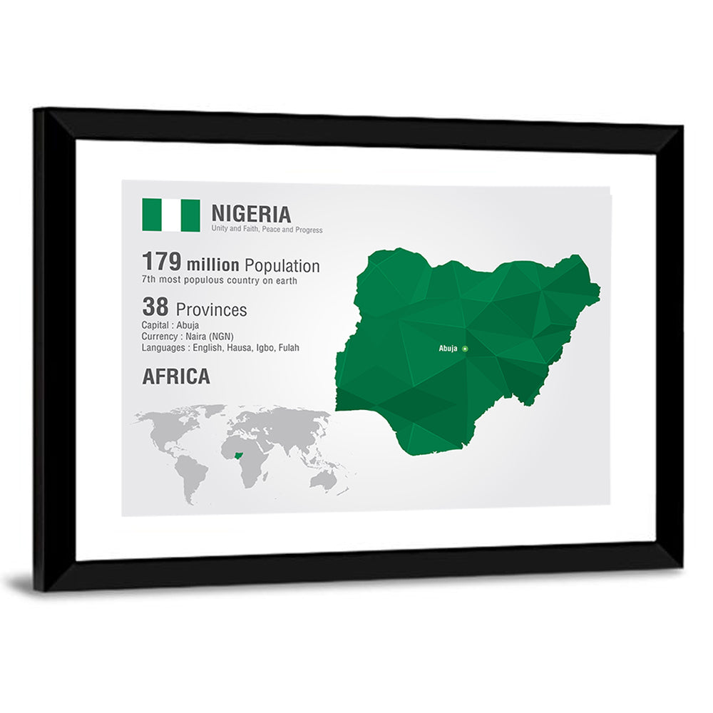 Geometric Map of Nigeria Wall Art