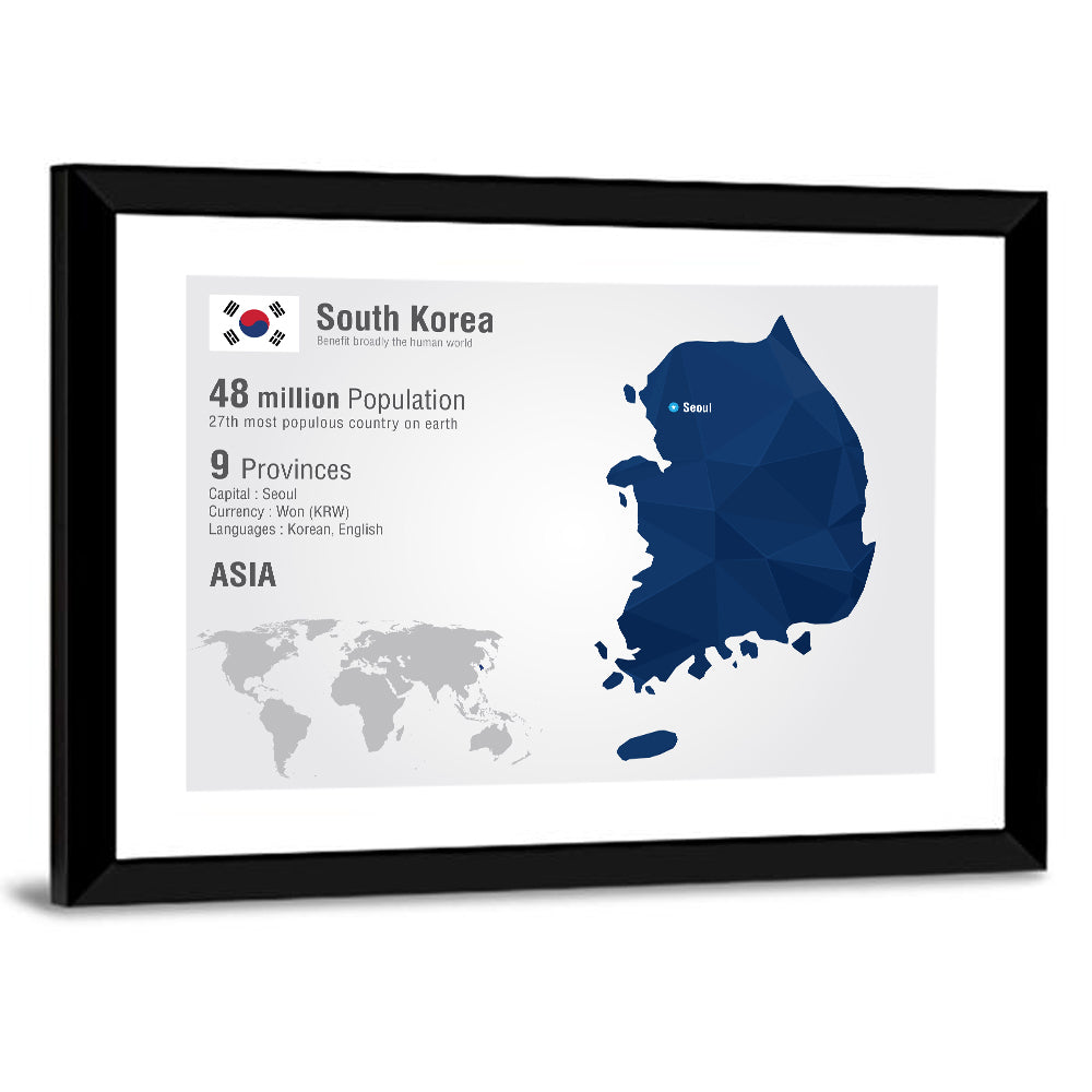 South Korea Infographic Map Wall Art