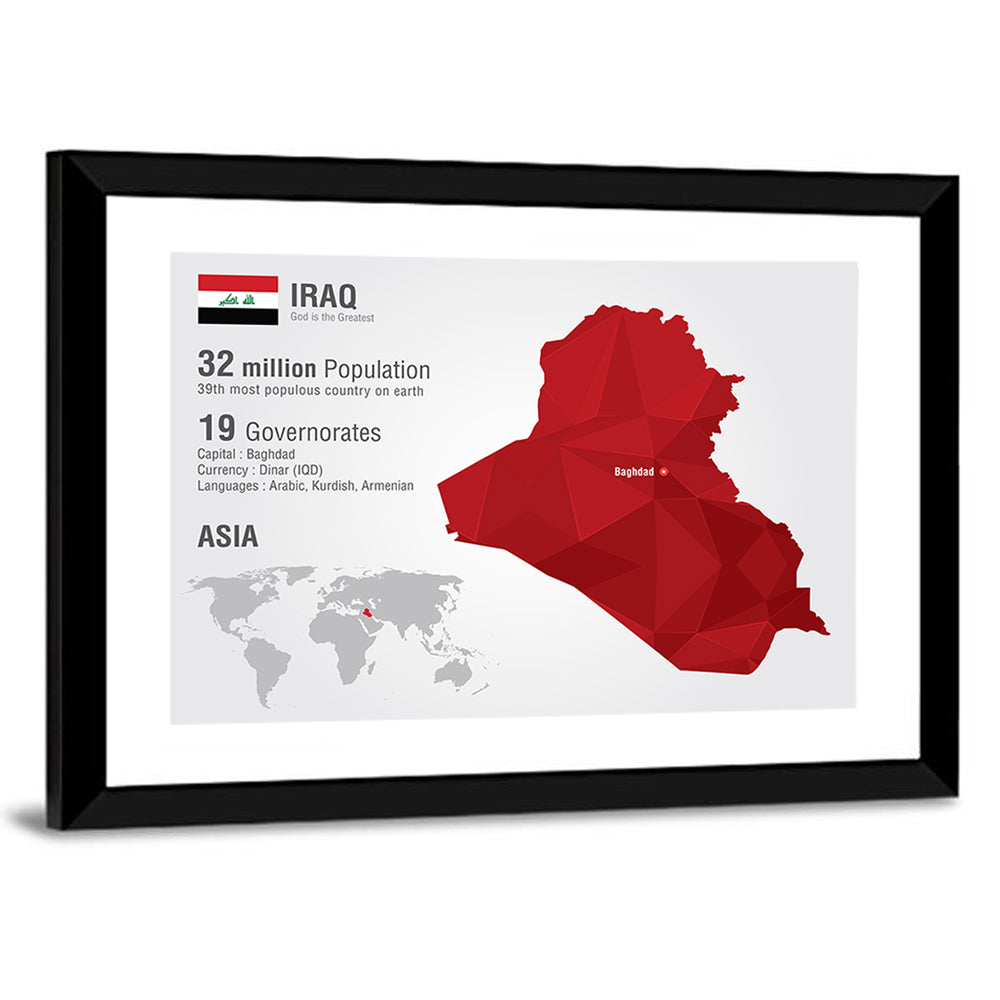 Iraq Low-poly Map Wall Art