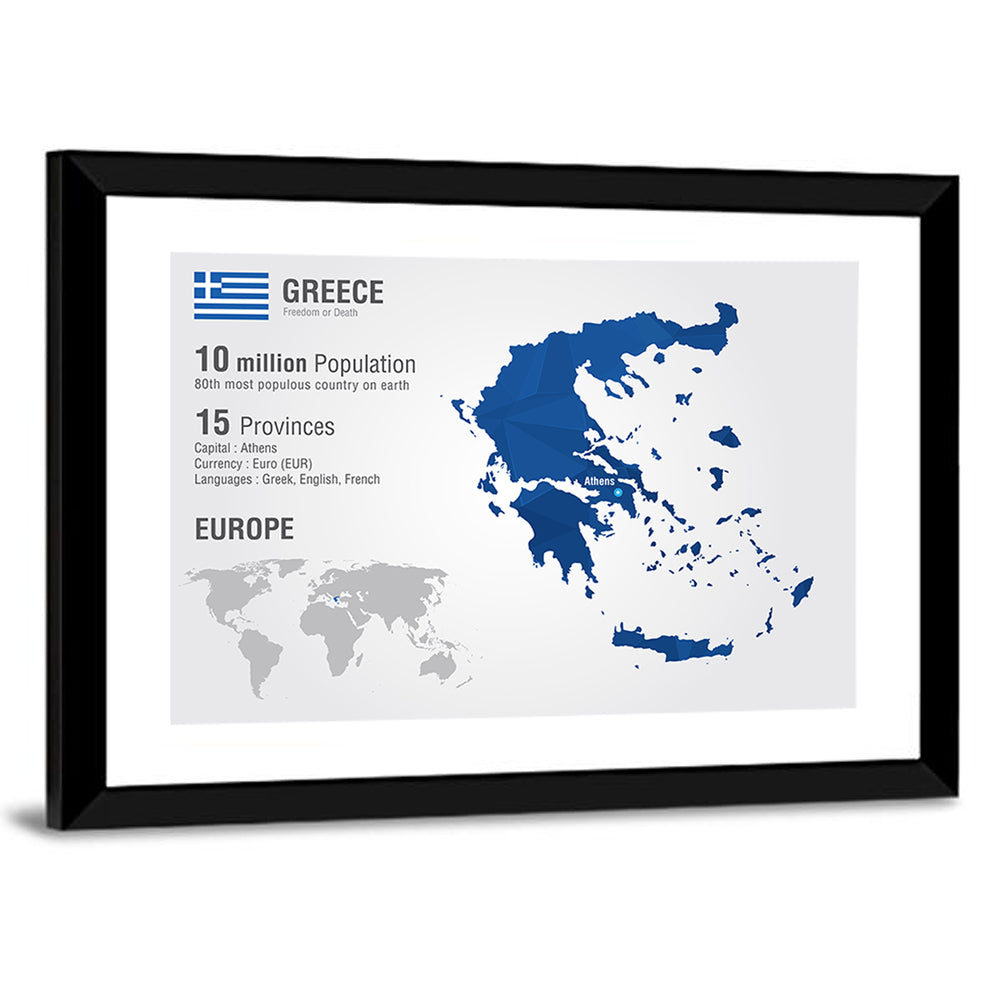 Low-poly Map of Greece Wall Art