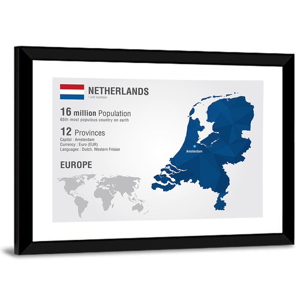 Netherlands Geometric Map Wall Art