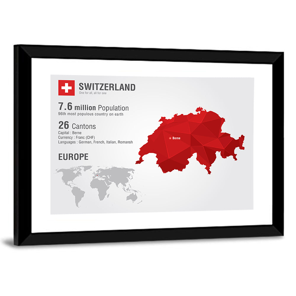 Switzerland Map Wall Art
